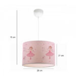 GloboStar® BALLERINA 204-0015 Παιδικό Κρεμαστό Φωτιστικό Φιγούρα Μονόφωτο 1 x E27 IP20 Ροζ Ύφασμα – Μ28 x Π28 x Υ70cm