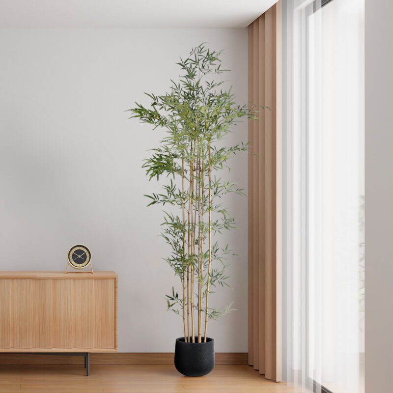 GloboStar® Artificial Garden MAYFAIR 20801 Διακοσμητικό Πολυεστερικό Τσιμεντένιο Κασπώ Γλάστρα – Flower Pot Μαύρο με Λευκές Λεπτομέριες Μ25 x Π27 x Υ30cm