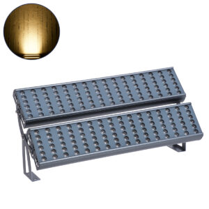 GloboStar® FLOOD-TENA 90225 Προβολέας Wall Washer για Φωτισμό Κτιρίων LED 192W 17280lm 10° DC 24V Αδιάβροχο IP65 L68.5 x W33 x H24cm Θερμό Λευκό 2700K – Ασημί – 3 Years Warranty