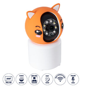 GloboStar® 86081 Επιτραπέζια Κάμερα WiFi HD 1080P 350° Διπλή Κατέυθυνση Ομιλίας & Ανιχνευτή Κίνησης – Απομακρυσμένος Έλεγχος Body Auto Tracking IP20 – Πορτοκαλί Λευκό – Φ8 x Υ13cm – 2 Χρόνια Εγγύηση