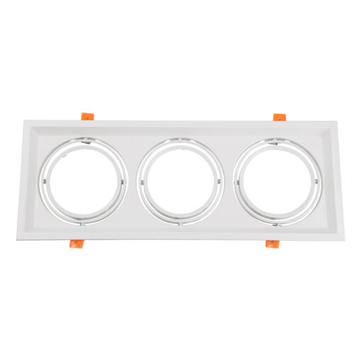 GloboStar® VITA 77856 Χωνευτό Κινούμενο Τριπλο Τετράγωνο Σποτ Οροφής για Λάμπα AR111 – IP20 – Χυτό Αλουμίνιο – M48.7 x Π18.7 x Y5.5cm – Λευκό – 5 Χρόνια Εγγύηση
