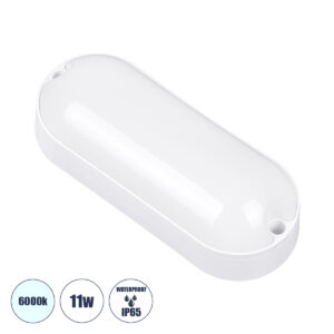 GloboStar® HOMIE 61000 LED Πλαφονιέρα Οροφής – Τοίχου Οβάλ 11W 960lm 150° AC 220-240V Αδιάβροχο IP65 Μ17 x Π7 x Υ4.5cm Ψυχρό Λευκό 6000K – 3 Years Warranty