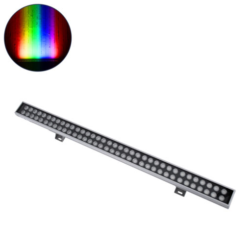 GloboStar® WASHER-GAIA 90216 Μπάρα Φωτισμού Wall Washer LED 144W 12240lm 10° DC 24V Αδιάβροχο IP67 L100 x W7.3 x H4.3cm RGBW DMX512 – Ασημί – 3 Years Warranty