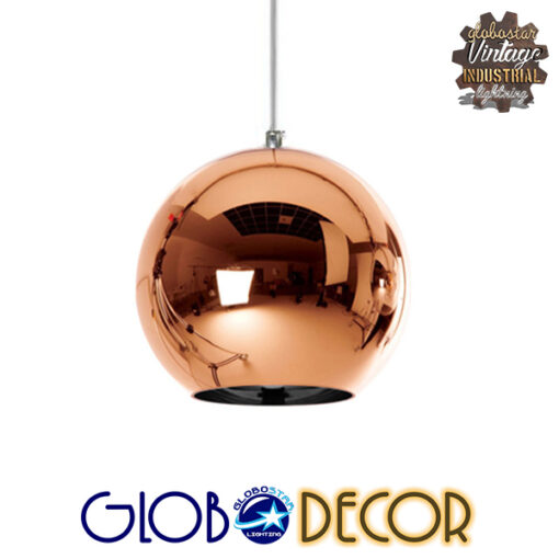 GloboStar® CANDELA 01309 Μοντέρνο Κρεμαστό Φωτιστικό Οροφής Μονόφωτο 1 x E27 Γυάλινο Χάλκινο Νίκελ Φ15 x Υ13cm