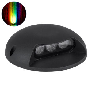 GloboStar® STEP-LUNA 90618 Επιφανειακό Φωτιστικό Σκαλοπατιού – Διαδρόμου LED 6W 600lm 10° DC 24V Αδιάβροχο IP65 Φ12 x Υ3cm Πολύχρωμο RGB DMX512 – Μαύρο – 3 Years Warranty