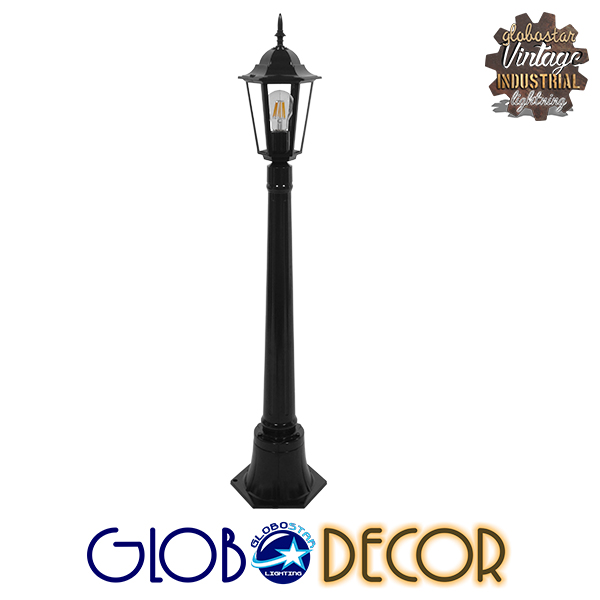 GloboStar® ELLIPSE 01401 Vintage Φωτιστικό Δαπέδου Μονόφωτο 1 x E27 Μαύρο Μεταλλικό Πλέγμα L17 x W16 x H105cm