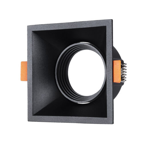 GloboStar® ALPHA 77833 Χωνευτό Κινούμενο Τετράγωνο Σποτ Οροφής για Λάμπα MR16/GU10 – IP20 – Χυτό Αλουμίνιο – Μ9 x Π9 x Υ4.5cm – Μαύρο – 5 Χρόνια Εγγύηση