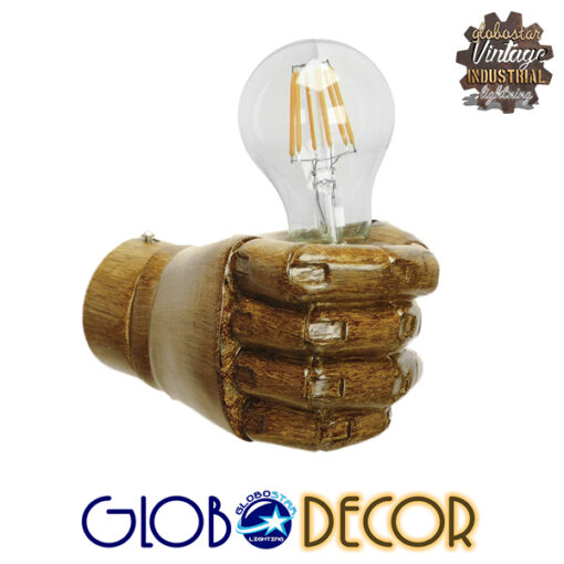 GloboStar® FIST 01138 Μοντέρνο Φωτιστικό Τοίχου Απλίκα Μονόφωτο Καφέ Γύψινο Μ15 x Π10 x Υ10cm