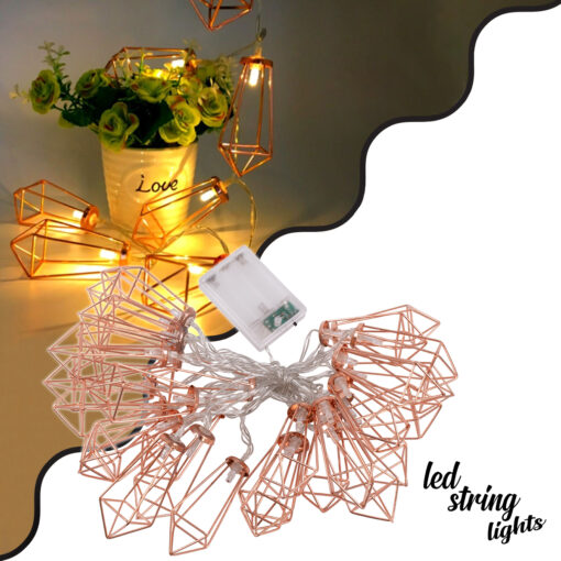 79805 Διακοσμητική Γιρλάντα Bronze Cone 4 Μέτρα με Διακόπτη On/Off – 30 LED 3W με Μπαταρίες 3xAA & Διάφανο Καλώδιο IP20 Θερμό Λευκό 2700K Μ4m