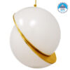 GloboStar® HUDSON 01555 Μοντέρνο Κρεμαστό Φωτιστικό Οροφής Μονόφωτο 1 x E27 Λευκό με Χρυσό Φ30 x Υ34cm