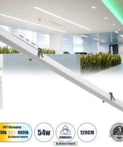 GloboStar® LUCA 61033 Γραμμικό Χωνευτό Φωτιστικό Linear LED CCT 54W 6500lm 120° AC 220-240V Μ121.5 x Π5 x Υ4cm – Εναλλαγή Φωτισμού μέσω Τηλεχειριστηρίου All In One Ψυχρό 6000k+Φυσικό 4500k+Θερμό 2700k Dimmable – Λευκό – 3 Years Warranty