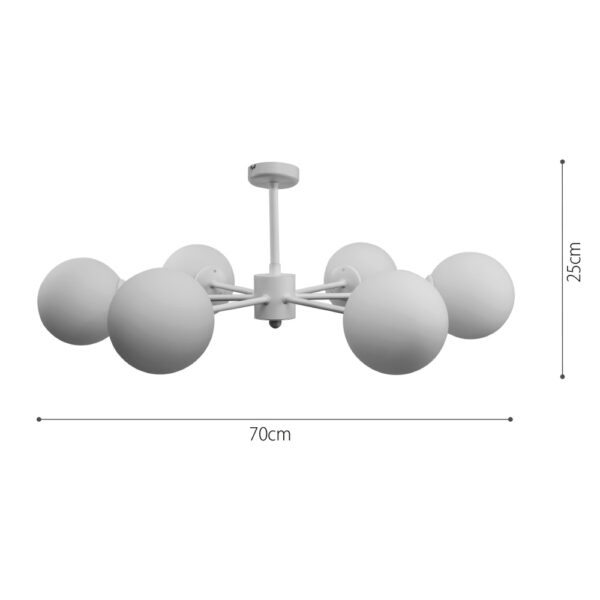 InLight Κρεμαστό φωτιστικό από λευκό μέταλλο και λευκή οπαλίνα 6XG9 D:70cm (5013-6)