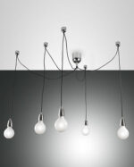Κρεμαστό Φωτιστικό   Fabas Luce Blog E27 5X Χρώμιο     – 3473-48-138