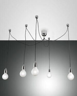 Κρεμαστό Φωτιστικό   Fabas Luce Blog E27 5X Χρώμιο     – 3473-48-138