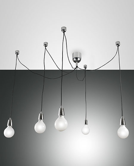 Κρεμαστό Φωτιστικό   Fabas Luce Blog E27 5X Χρώμιο     – 3473-48-138