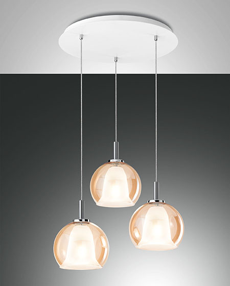 Κρεμαστό Φωτιστικό   Fabas Luce Bretagna 3X E27 Μελί     – 3599-47-125