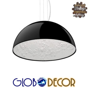 GloboStar® SERENIA BLACK 01151 Μοντέρνο Κρεμαστό Φωτιστικό Οροφής Μονόφωτο Μαύρο Γύψινο Καμπάνα Φ40 x Y19cm
