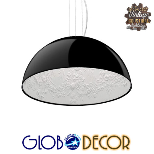 GloboStar® SERENIA BLACK 01151 Μοντέρνο Κρεμαστό Φωτιστικό Οροφής Μονόφωτο Μαύρο Γύψινο Καμπάνα Φ40 x Y19cm