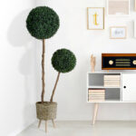 GloboStar® Artificial Garden SKOPELOS 20296 Διακοσμητικό Πλεκτό Καλάθι – Κασπώ Γλάστρα – Flower Pot Μπεζ με Καφέ Φ26cm x Υ36cm