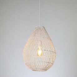 ΦΩΤΙΣΤΙΚΟ ΚΡΕΜΑΣΤΟ ΜΟΝΟΦΩΤΟ Ε27 MAX 60W RATTAN  ΛΕΥΚΟ EUROLAMP – 144-33018