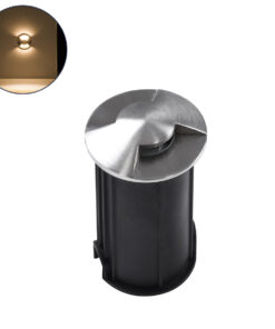 GloboStar® UNDERGROUND-RENA 90662 Χωνευτό Φωτιστικό Σποτ Δαπέδου Two Sided LED 1W 110lm 30° DC 24V Αδιάβροχο IP68 Φ5 x Υ9cm Θερμό Λευκό 3000K – Ανοξείδωτο Ατσάλι – 3 Χρόνια Εγγύηση