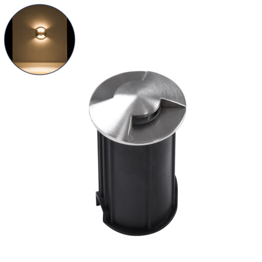 GloboStar® UNDERGROUND-RENA 90662 Χωνευτό Φωτιστικό Σποτ Δαπέδου Two Sided LED 1W 110lm 30° DC 24V Αδιάβροχο IP68 Φ5 x Υ9cm Θερμό Λευκό 3000K – Ανοξείδωτο Ατσάλι – 3 Χρόνια Εγγύηση