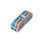 GloboStar® FAST-CONNECT 69911 Διπλή Κλέμα Ταχείας Σύνδεσης & Διακλάδωσης Καλωδίων – 2 x Είσοδοι & 2 x Έξοδοι με Συμβατή Διατομή Καλωδίων 0.08mm² έως 2.5mm² – 250V/4KV 32A Max – Μ2 x Π4 x Υ1.5cm – Γκρι με Πορτοκαλί & Μπλε – Πακέτο 5 Τεμαχίων – 5 Years Warranty