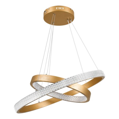 GloboStar® DIAMOND DUO 61151 Κρεμαστό Φωτιστικό Δαχτυλίδι-Κύκλος LED CCT 75W 8743lm 360° AC 220-240V – Εναλλαγή Φωτισμού μέσω Τηλεχειριστηρίου All In One Ψυχρό 6000k+Φυσικό 4500k+Θερμό 2700k Dimmable Φ40+60cm – Χρυσό Βούρτσας – 3 Years Warranty
