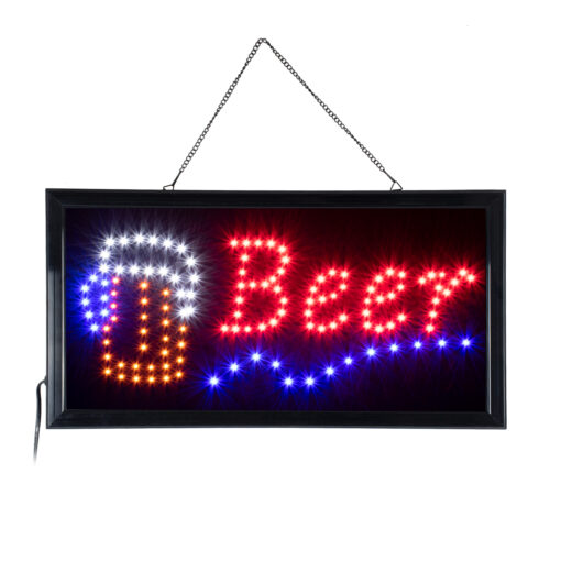 GloboStar® 75688 Φωτιστικό Ταμπέλα Φωτεινή Επιγραφή LED Σήμανσης BEER 3W AC 230V με Διακόπτη On/Off Κόκκινο – Μπλε – Πορτοκαλί