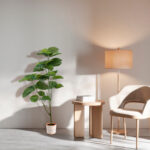 GloboStar® Artificial Garden INDIA 20498 Διακοσμητικό Κεραμικό Κασπώ Γλάστρα – Flower Pot Λευκό με Πορτοκαλί Φ17.5 x Υ16.5cm