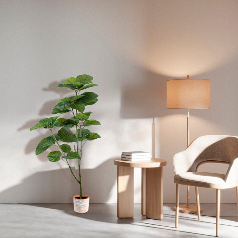 GloboStar® Artificial Garden INDIA 20498 Διακοσμητικό Κεραμικό Κασπώ Γλάστρα – Flower Pot Λευκό με Πορτοκαλί Φ17.5 x Υ16.5cm