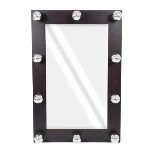 GloboStar® MAKEUP MIRROR-60×90-2 Μοντέρνος Καθρέπτης Μακιγιάζ με Πλαίσιο Φυσικού Ξύλου με Διακόπτη On/Off 10 x E27 AC220-240V – Μ60 x Π7 x Υ90cm – Καφέ Wenge