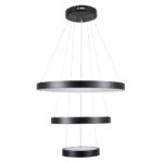 GloboStar® NEMESIS TRIO 61167-DECO Κρεμαστό Φωτιστικό Δαχτυλίδι-Κύκλος LED CCT 100W 12123lm 360° AC 220-240V – Εναλλαγή Φωτισμού μέσω Τηλεχειριστηρίου All In One Ψυχρό 6000k+Φυσικό 4500k+Θερμό 2700k Dimmable Φ25+40+60cm – Μαύρο – 3 Years Warranty