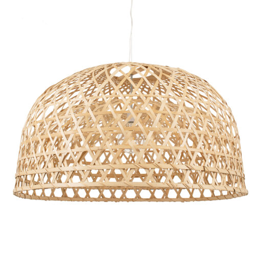 GloboStar® MANGEA 00717 Vintage Κρεμαστό Φωτιστικό Οροφής Μονόφωτο 1 x E27 Καφέ Ξύλινο Μπαμπού Φ100 x Y59cm