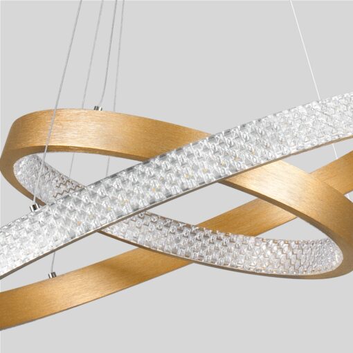 GloboStar® DIAMOND DUO 61151 Κρεμαστό Φωτιστικό Δαχτυλίδι-Κύκλος LED CCT 75W 8743lm 360° AC 220-240V – Εναλλαγή Φωτισμού μέσω Τηλεχειριστηρίου All In One Ψυχρό 6000k+Φυσικό 4500k+Θερμό 2700k Dimmable Φ40+60cm – Χρυσό Βούρτσας – 3 Years Warranty