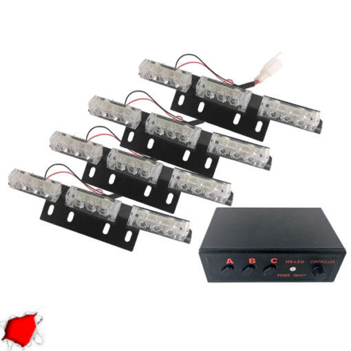 Εξωτερικά Φώτα Πυροσβεστικής STROBO LED 4×3 36W 10-30V IP65 Αδιάβροχα Κόκκινο GloboStar 88945