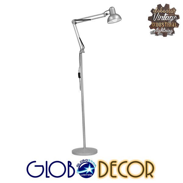 GloboStar® AUDREY 01469 Vintage Φωτιστικό Δαπέδου Μονόφωτο 1 x E27 Ασημί Μεταλλικό D15 x H190cm