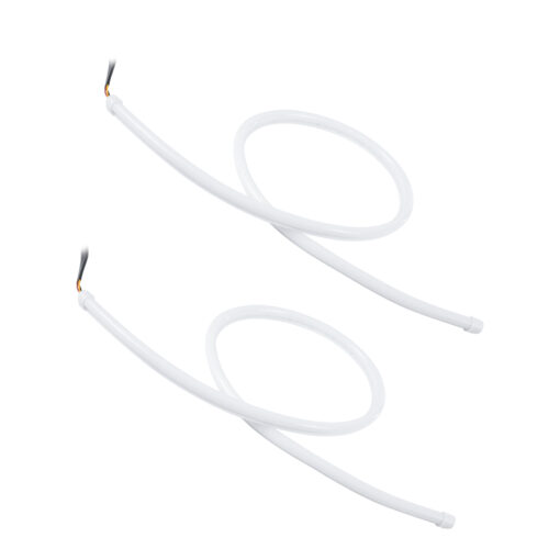 GloboStar® 81726 Σετ 2 ΕΛΑΣΤΙΚΑ – FLEXIBLE DRL + FLASH TURN LIGHT LED CREE COB 85cm 16W 2400lm 360° DC 12V Αδιάβροχα IP65 Πορτοκαλί – Ψυχρό Λευκό 6000K – 2 Χρόνια Εγγύηση