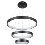 GloboStar® NEMESIS TRIO 61167-DECO Κρεμαστό Φωτιστικό Δαχτυλίδι-Κύκλος LED CCT 100W 12123lm 360° AC 220-240V – Εναλλαγή Φωτισμού μέσω Τηλεχειριστηρίου All In One Ψυχρό 6000k+Φυσικό 4500k+Θερμό 2700k Dimmable Φ25+40+60cm – Μαύρο – 3 Years Warranty