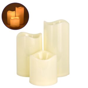 GloboStar® 79552 ΣΕΤ 3 Διακοσμητικών Realistic Κεριών με LED Εφέ Κινούμενης Φλόγας – Μπαταρίας & Ασύρματο Χειριστήριο IR Θερμό Λευκό 3000K Dimmable