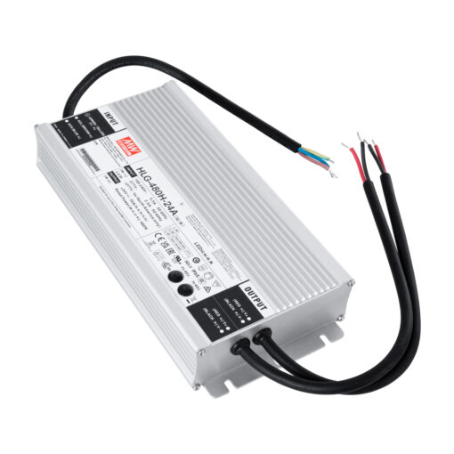 GloboStar® HLG-480H-24A 90795 MEANWELL Αδιάβροχο Ρυθμιζόμενο Μεταλλικό Τροφοδοτικό SELV για Προϊόντα LED 480W 20A – AC 220-240V σε DC 24V – Ρυθμιζόμενο από 20.4VDC έως 25.2VDC – Αδιάβροχο IP65 Μ26.2 x Π12.5 x Υ4.38cm – 3 Years Warranty