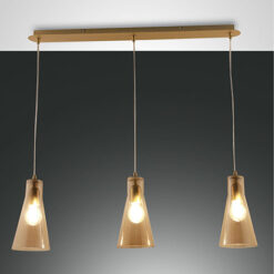 Κρεμαστό Φωτιστικό   Fabas Luce Dafne 3X E27 Μελί     – 3596-47-125
