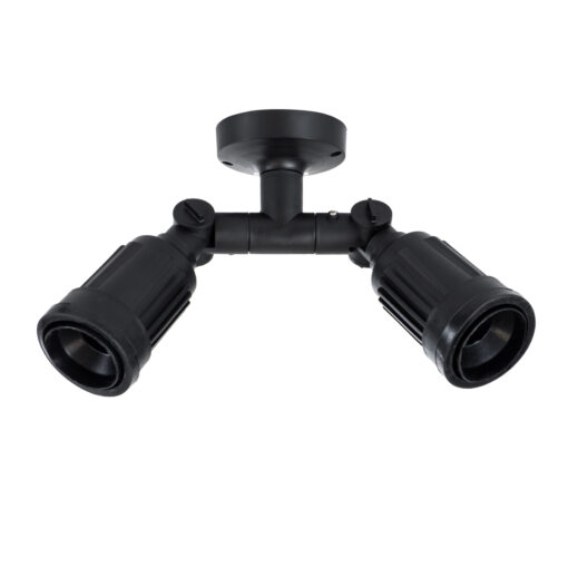 GloboStar® GRASEDO 61616 Βάση Κήπου με 2 Ντουί E27 για Λάμπες Σποτ PAR38 – Αδιάβροχη IP67 – Υψηλής Αντοχής ABS – VDE Certified – Μ40 x Π9.5 x Υ22cm – Μαύρο – 5 Years Warranty