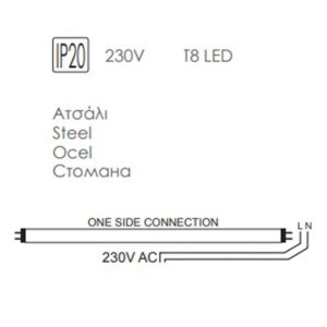 Φωτιστικό Σκαφάκι για 2x150cm Λάμπες LED T8 G13 Λευκό ACA – DELED2150SM