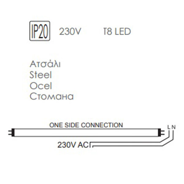 Φωτιστικό Σκαφάκι για 2x150cm Λάμπες LED T8 G13 Λευκό ACA – DELED2150SM