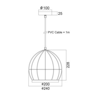 Κρεμαστό Φωτιστικό Οροφής E27 Πλέγμα Ø240 Μεταλλικό Μαύρο ACA DECOR – KS202925BK