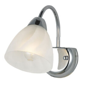 Φωτιστικό Απλίκα 1ΧE14 Μεταλλικό Χρώμιο Λευκό Γυαλί Αμμοβολή ACA DECOR – DLX7391W