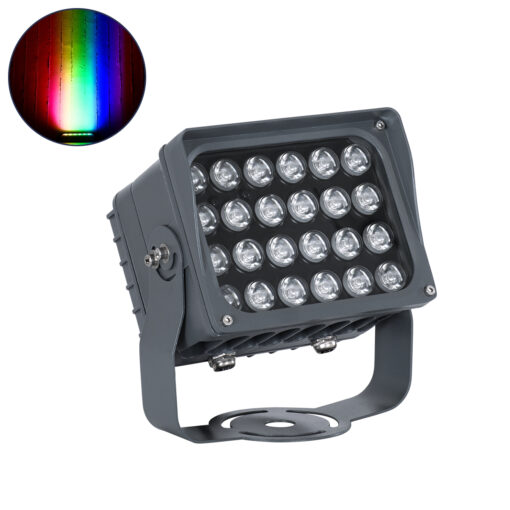 GloboStar® FLOOD-XENA 90700 Προβολέας Wall Washer με Αντιθαμβωτική Γρίλια για Φωτισμό Κτιρίων LED 48W 4080lm 10° DC 24V Αδιάβροχο IP65 L17.5 x W12.5 x H18cm RGBW DMX512 – Γκρι Ανθρακί – 3 Years Warranty