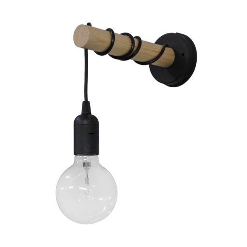 Φωτιστικό τοίχου ξύλινο E/27AP STICK  Μαύρο  Heronia – 31-1090
