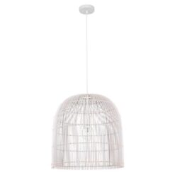 ΦΩΤΙΣΤΙΚΟ ΚΡΕΜΑΣΤΟ ΜΟΝΟΦΩΤΟ  Ε27 MAX 60W D500X500 RATTAN ΛΕΥΚΟ EUROLAMP – 144-33016
